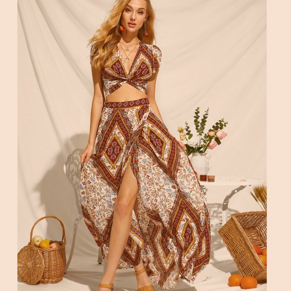 Primal Crop Top & Maxi Skirt Set